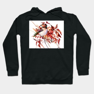 Waxwing Bird and Berries Hoodie